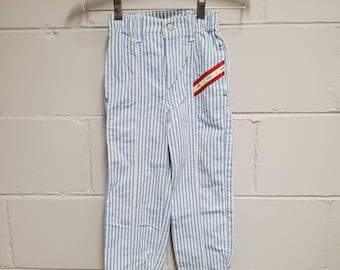 Vintage Little Levis Chambray Striped Denim Jeans- Size 6R- Retro 80s 90s- Tapered Leg- Boy Girl- Unisex- Classic