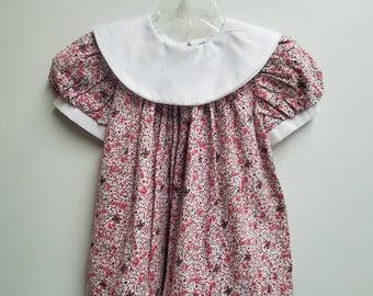 Vestido navideño vintage para niña: estampado de bastones de caramelo, cuello redondo (talla 2T)
