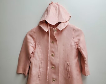 Vintage Girls  Pink Wool Blend Dress Coat with Pearl buttons and Hat - Size 4/5 - Gently Worn- Winter Coat- Dress Coat Easter Wedding