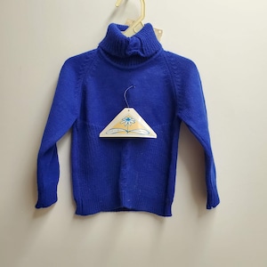 Vintage Boys Royal Blue Turtleneck Sweater-Size 2t- Made in Italy for Maas Brothers- Cable Knit- Winter Classic- New with Tags