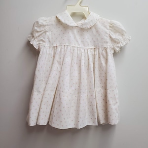 Vintage 50s Girls Pink and White Rosebud Dress with Peter Pan Collar- Size 12 and 18 months- New, never worn- party dress- birthday- Easter