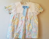 Vintage Girls Blue Floral Dress with White Collar and Lace Trim by New York Kids- Size 2t- Gently Worn- Flower Girl- Easter Dress