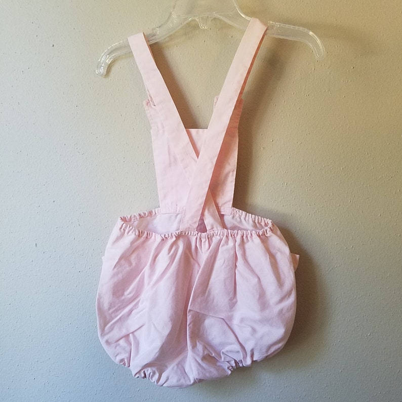 Size 18 months Vintage 1950s Girls Pink Romper with Embroidered Flowers by Gluckspilz Gently Worn