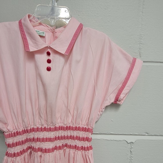 Vintage Girls Pink on Pink 50s House Dress by Kat… - image 6