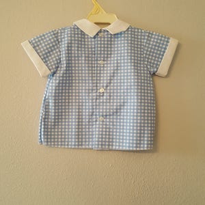 Vintage Boys Easter Bunny Shirt in Blue Gingham sizes vary new, never worn SALE image 4