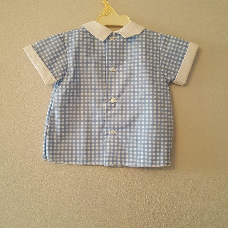 Vintage Boys Easter Bunny Shirt in Blue Gingham sizes vary new, never worn SALE image 4