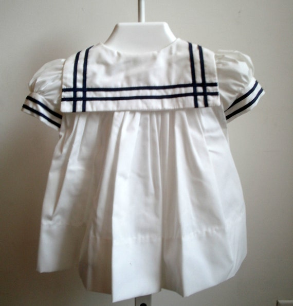 Vintage Girls Classic White Sailor Dress  - Multi… - image 3