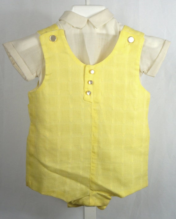 Vintage Boys Yellow Romper and White shirt- Size … - image 1