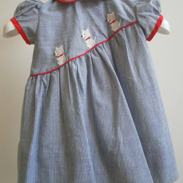 Blue vintage dress with dogs- new, never worn 004