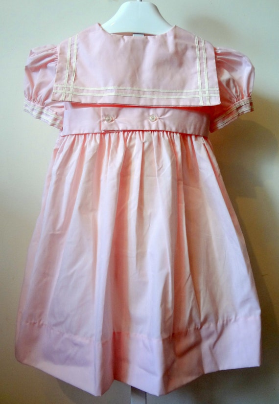 Vintage Girls Classic Pink Sailor Dress- All Size… - image 5