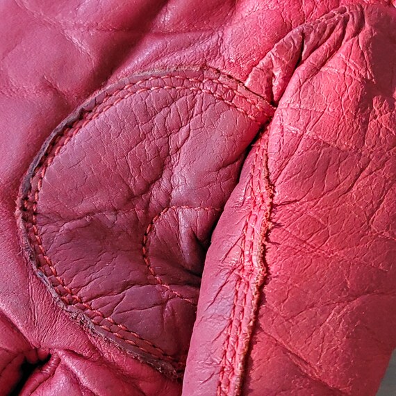 Vintage Womens Red Leather Ski Gloves by Saranac Size Small Ladies