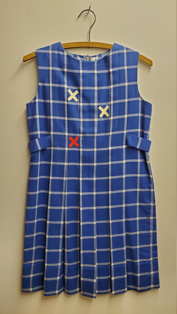Girls blue plaid dress sales
