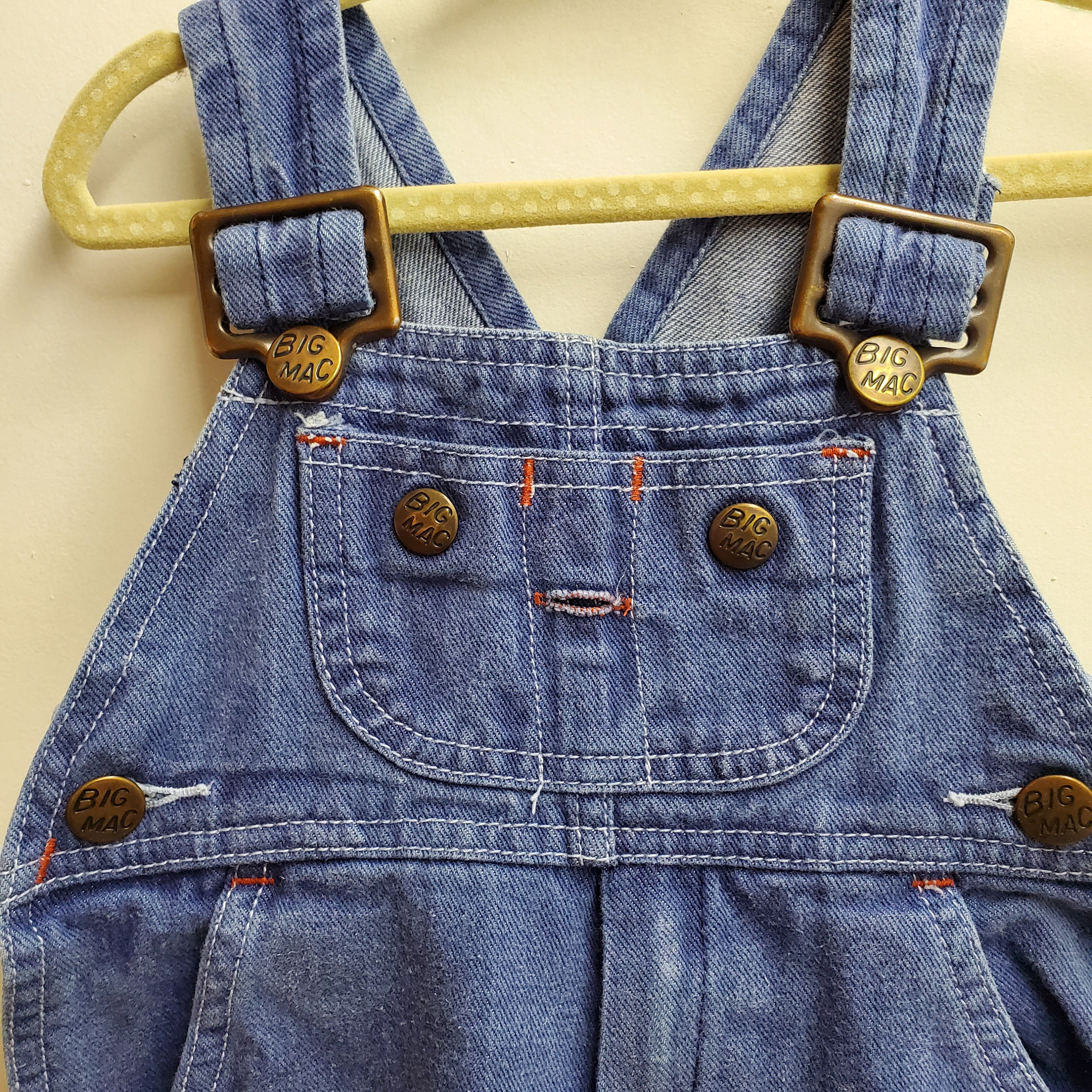 Vintage Unisex Bic Mac Overalls in Classic Denim -Size 1.5 ( 23.5-26lbs)- Farmer Playsuit Blue Jeans- by ToddleTime for JCPenney- Girl Boy