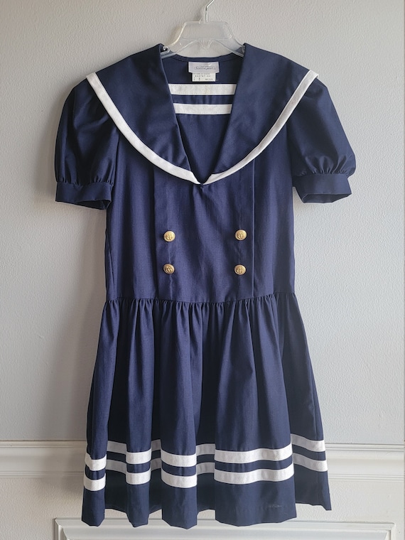 Vintage Girls Navy Blue Sailor Dress With Dropped Waist and White Trim by  Bonie Jean Size 8 Classic Nautical Party Dress Wedding -  Canada