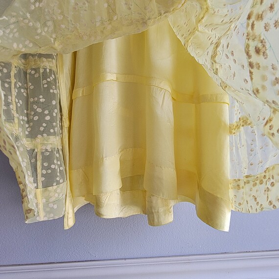 Vintage 50s Girls Sheer Yellow Dress with Flocked… - image 5