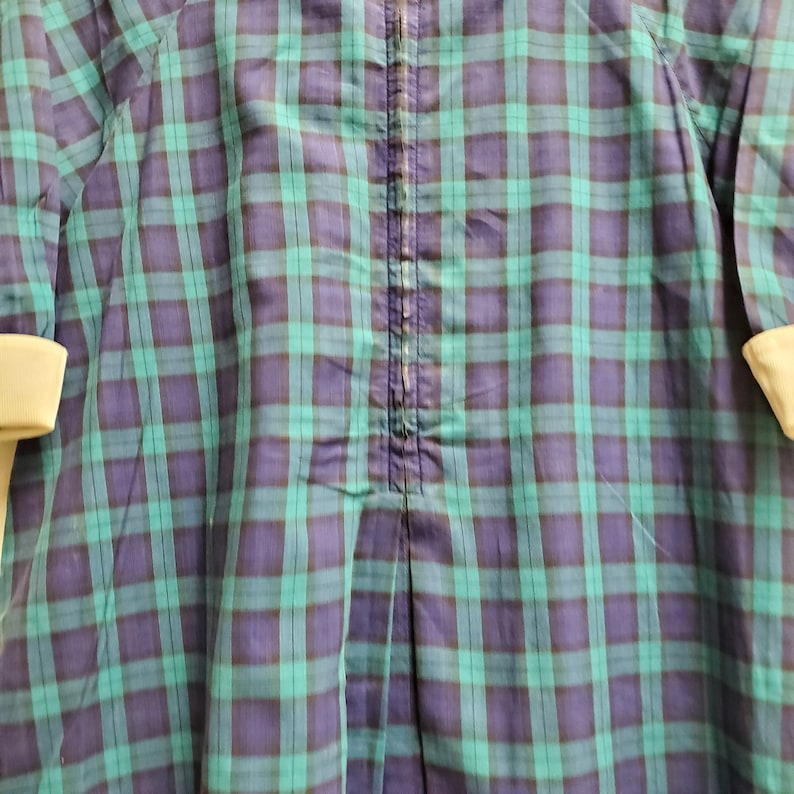 Long Sleeved Gently Worn Thanksgiving Dress Christmas- Size 4t Vintage Girls Blue and Green Plaid Dress with Dog by Florence Eiseman
