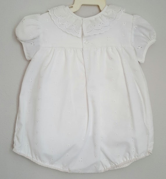 Vintage Girls White Eyelet Bubble Suit with Pink … - image 4