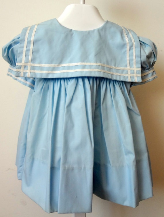 Vintage Girls Baby Blue Sailor Dress- Multiple Si… - image 3