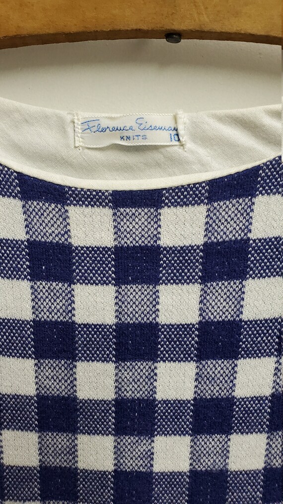 Vintage Girls Blue and White Gingham Plaid Heavy … - image 3