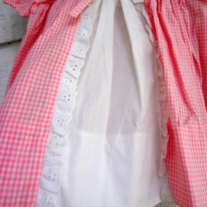 Vintage pink gingham dress with white eyelet lace- Size 0 newborn- new, never worn image 3