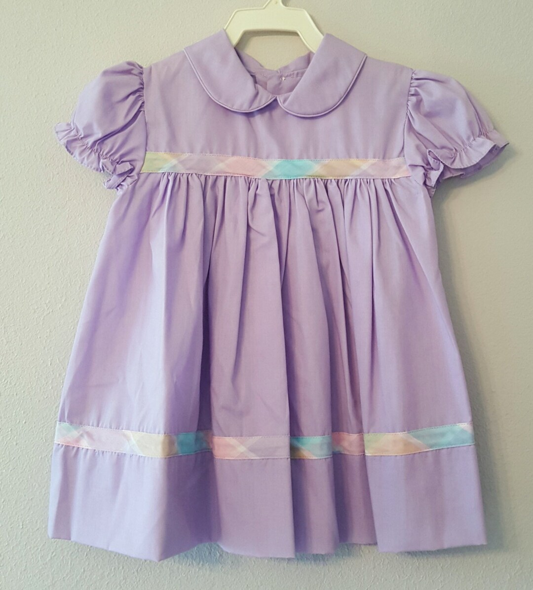 Vintage Girls Purple Dress With Plaid Details by C.I. Castro - Etsy