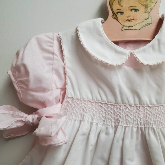 Vintage Girls Pink Dress and White Apron Pinafore… - image 2