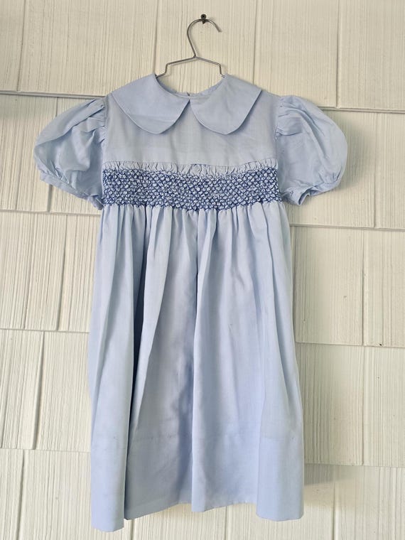 pale blue peter pan collar dress Light Blue Peter Pan Collar Ruffle Hem Dress - Embroidered Cotton main image 1