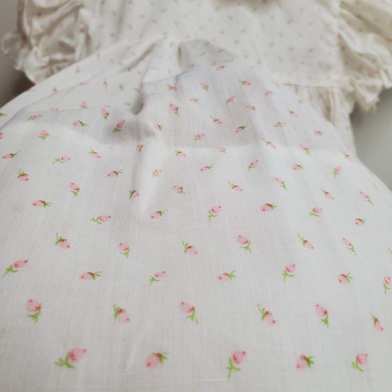 Vintage 50s Girls Pink and White Rosebud Dress wi… - image 3