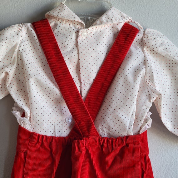 Ensemble Fille Velours Côtelé Vintage Années 80 - Pull-jupe Et Chemisier à Pois - Taille 18 Mois - Occasion Très Bon état