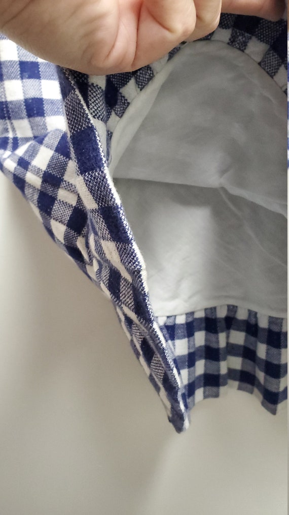 Vintage Girls Blue and White Gingham Plaid Heavy … - image 4