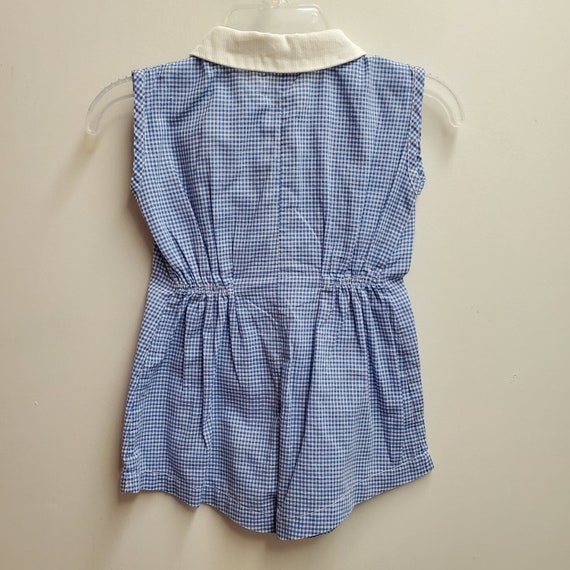 Vintage 50s Girls Blue Gingham Shorts Romper Set … - image 5