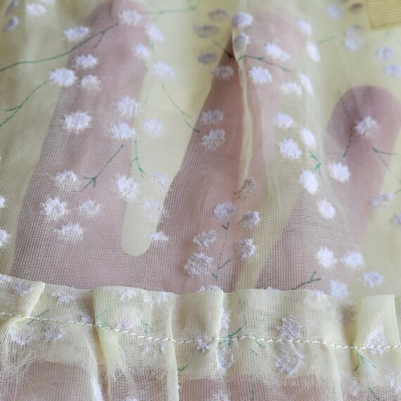 Vintage 50s Girls Sheer Yellow Dress with Flocked… - image 3