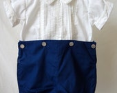 Vintage 2 pc Boys Outfit with Navy pants and White shirt- New, never worn