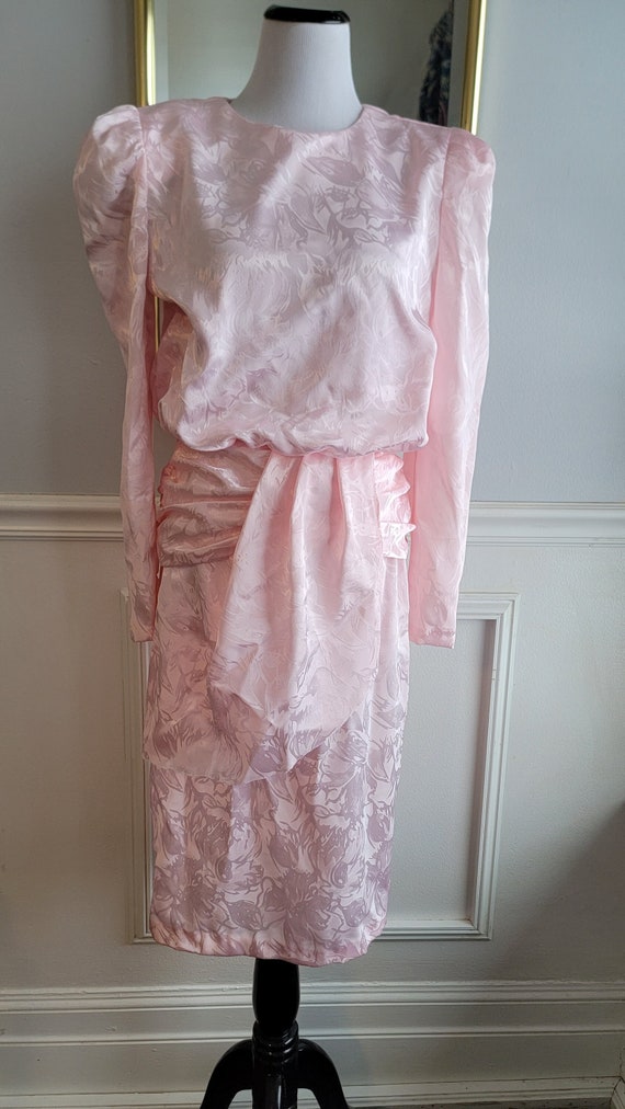 Vintage Woman's Pink Satin Dress by Laura Winston 