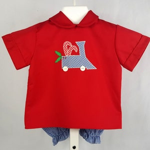 Abito natalizio vintage per bambini: applicazione a strascico a quadretti, taglia 4T
