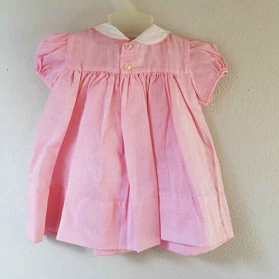 Vintage Girls Pink Gingham Dress with Peter Pan C… - image 4