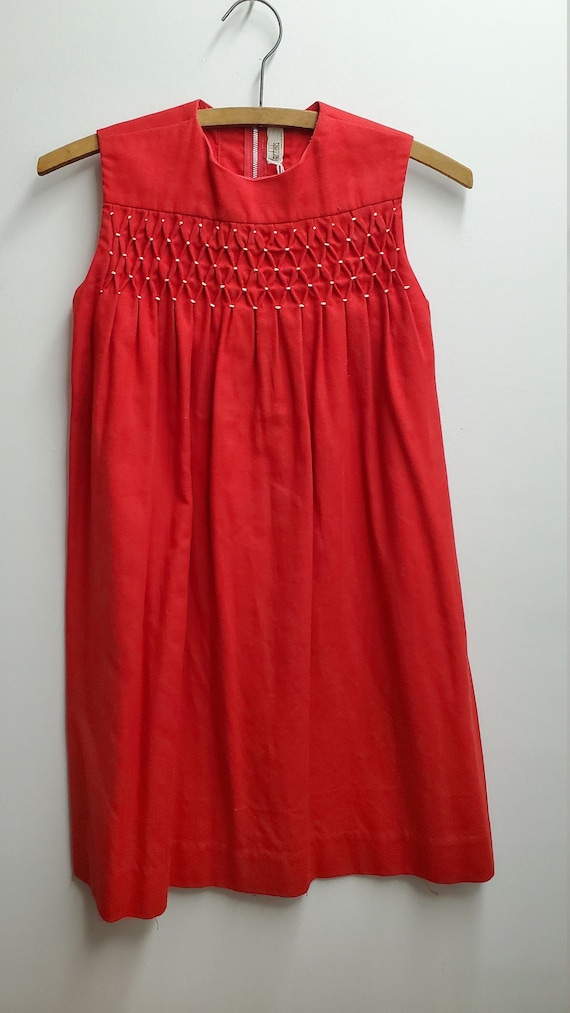 Vintage Girls Red Sleeveless Shift Dress by Floren