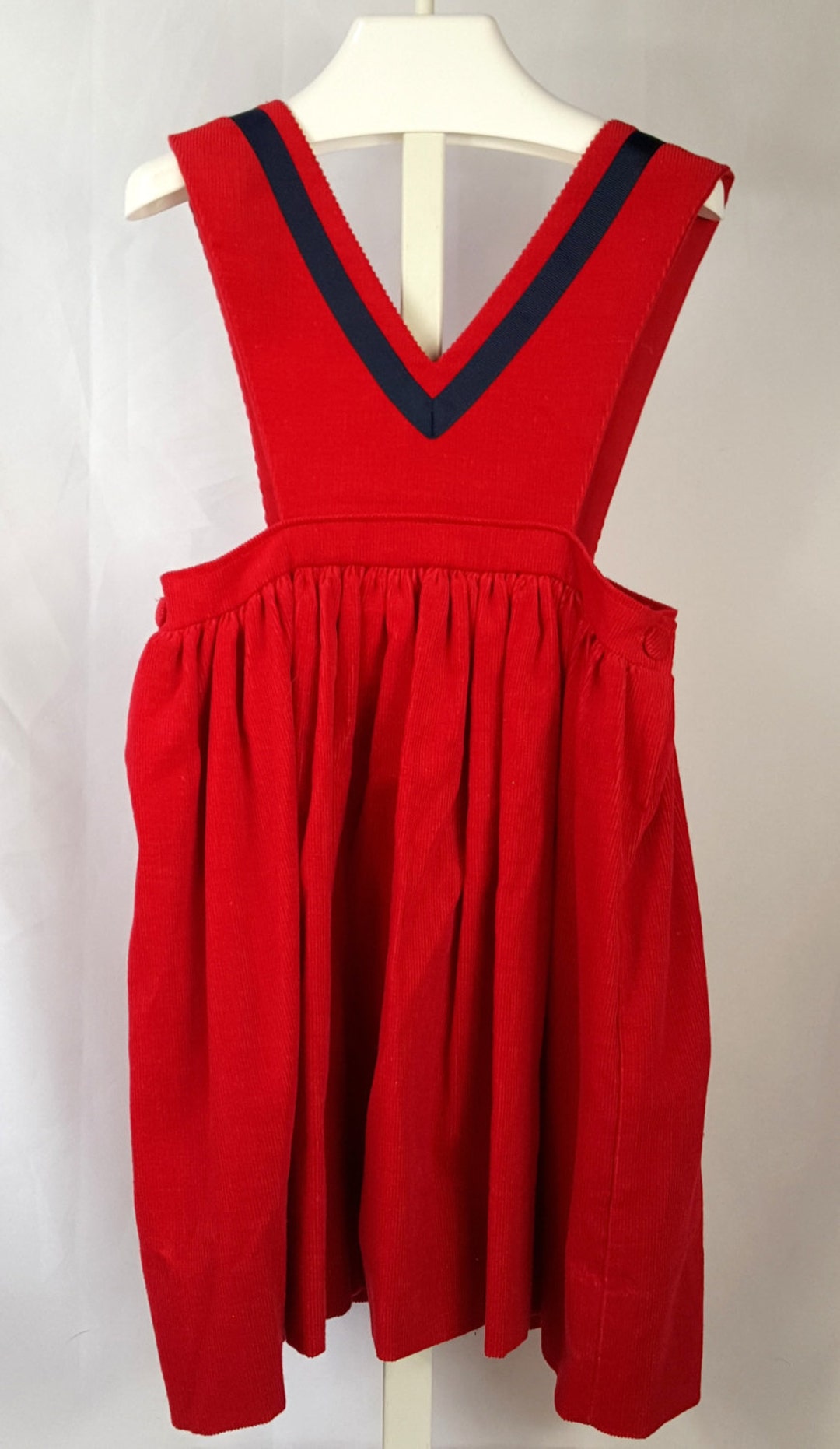 Vintage Big Girl Red Corduroy Jumper avec Navy Trim Taille 4 Neuf jamais porte Etsy France