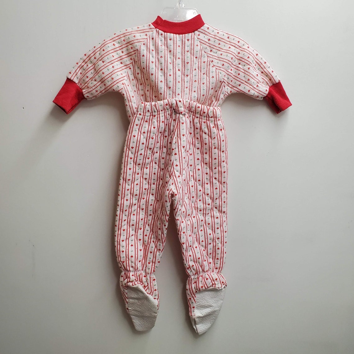 Vintage Girls Christmas Pajamas With Red Hearts and Stripes by - Etsy