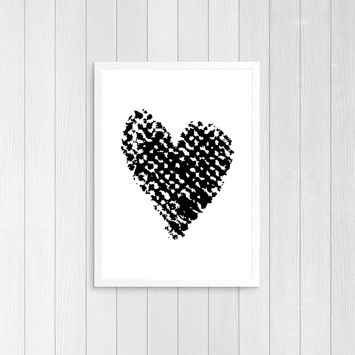 Wall Art BLACK WHITE Heart Home Decor Bedroom Print Love | Etsy