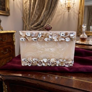 Resin Clutch Bag | Crystal and Mother of Pearl Embellished Evening Purse