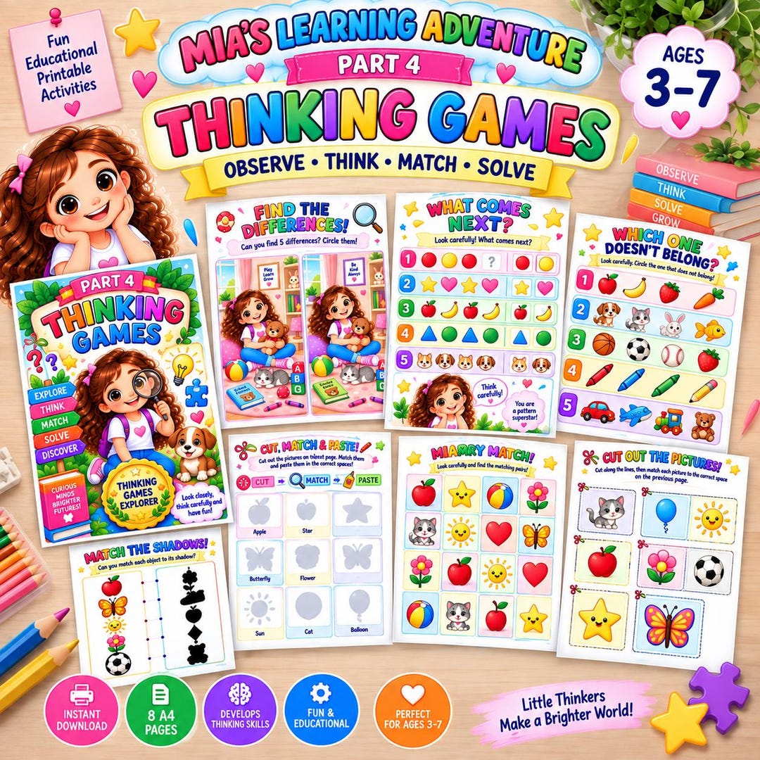 Memory Match Printable for Kids | Matching Game Worksheet | Preschool ...