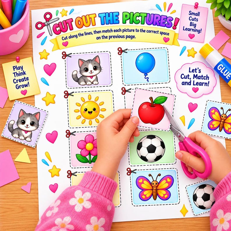 Memory Match Printable for Kids | Matching Game Worksheet | Preschool ...