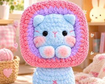 Wzór szydełkowy na kotka w formacie PDF – pluszowa zabawka Kawaii Amigurumi