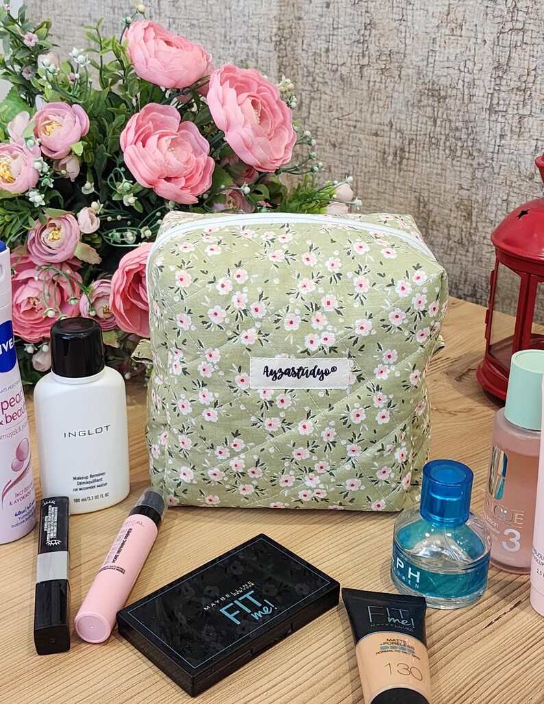 Stylische Kosmetiktasche Aus Leinen – 25,4x19,1 Cm, Mit Reißverschluss, Bedruckt, Für Make-up & Kleinkram