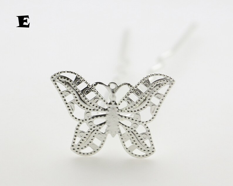 Floral-Petal Filigree Bride Head Fork Bun Holder Hair Vine Pin for Women SilverRoseGold Brass ButterflyLeafStarFlower Girl Hair Pick