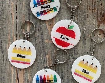 Personalized teachers name keychain keyring