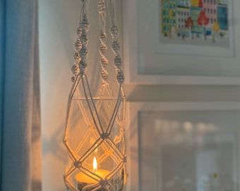 Macrame lantern plant hanger (size small)