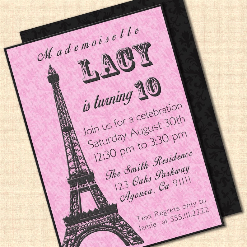 DIY Printable Eiffel Tower Invitation Black and White or | Etsy