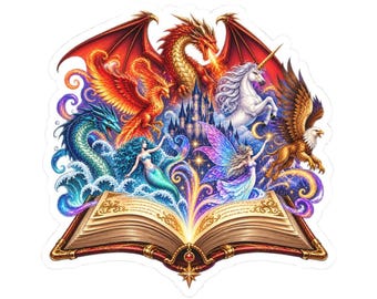 Open Book Sticker | Glossy Vinyl Fantasy Creature Kiss-Cut Decal